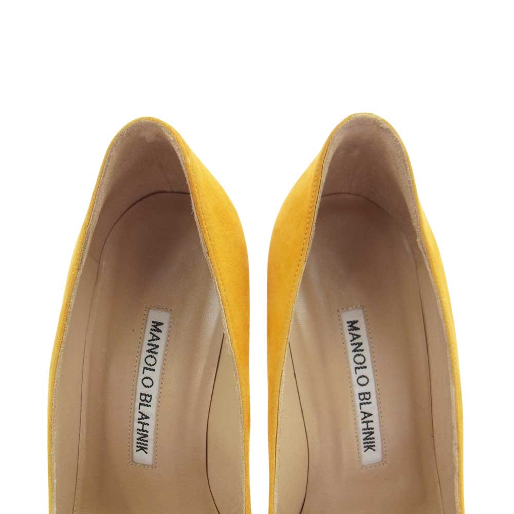 MANOLO BLAHNIK マノロブラニク ポインテッドトゥ スエード ヒール パンプス イエロー系 35【中古】