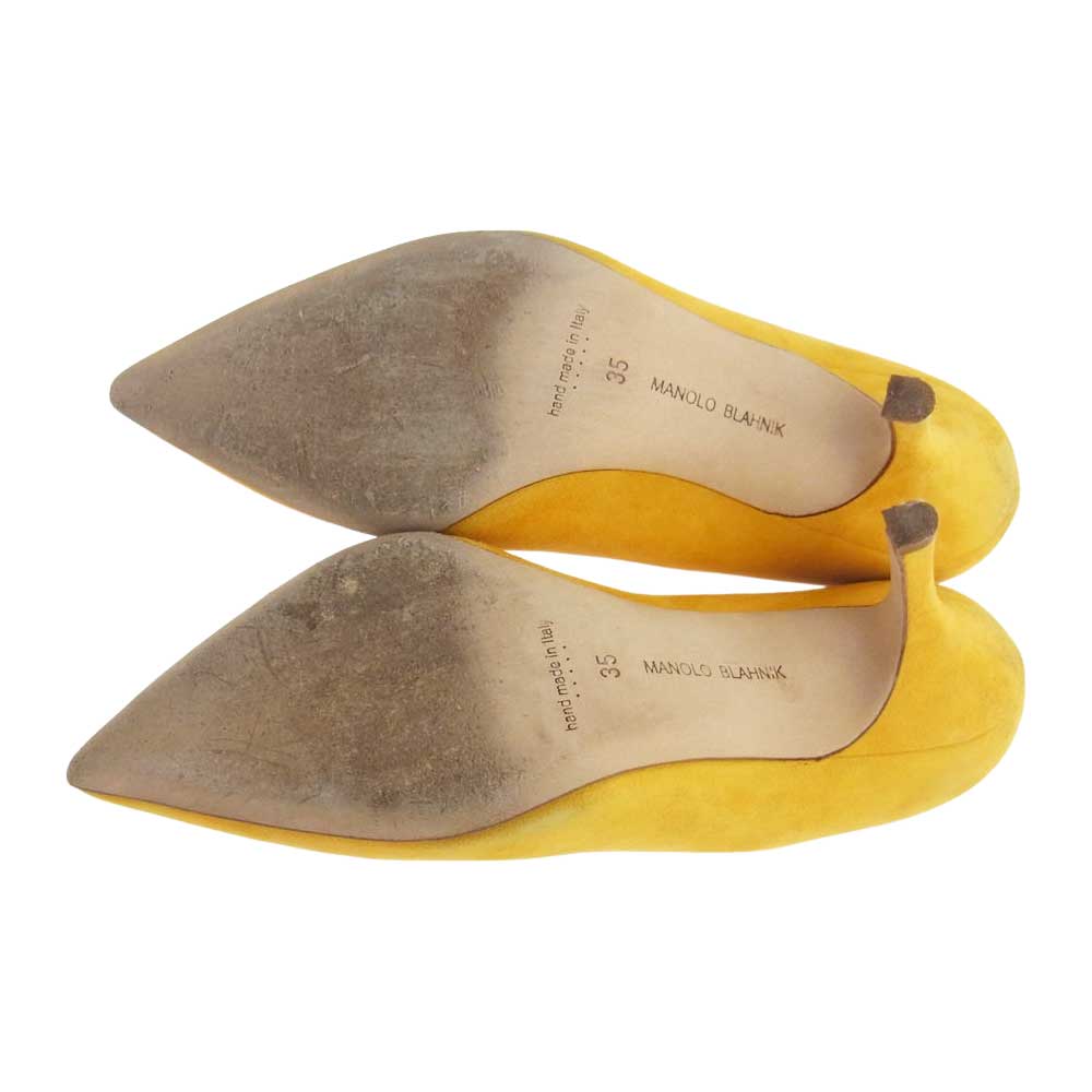 MANOLO BLAHNIK マノロブラニク ポインテッドトゥ スエード ヒール パンプス イエロー系 35【中古】