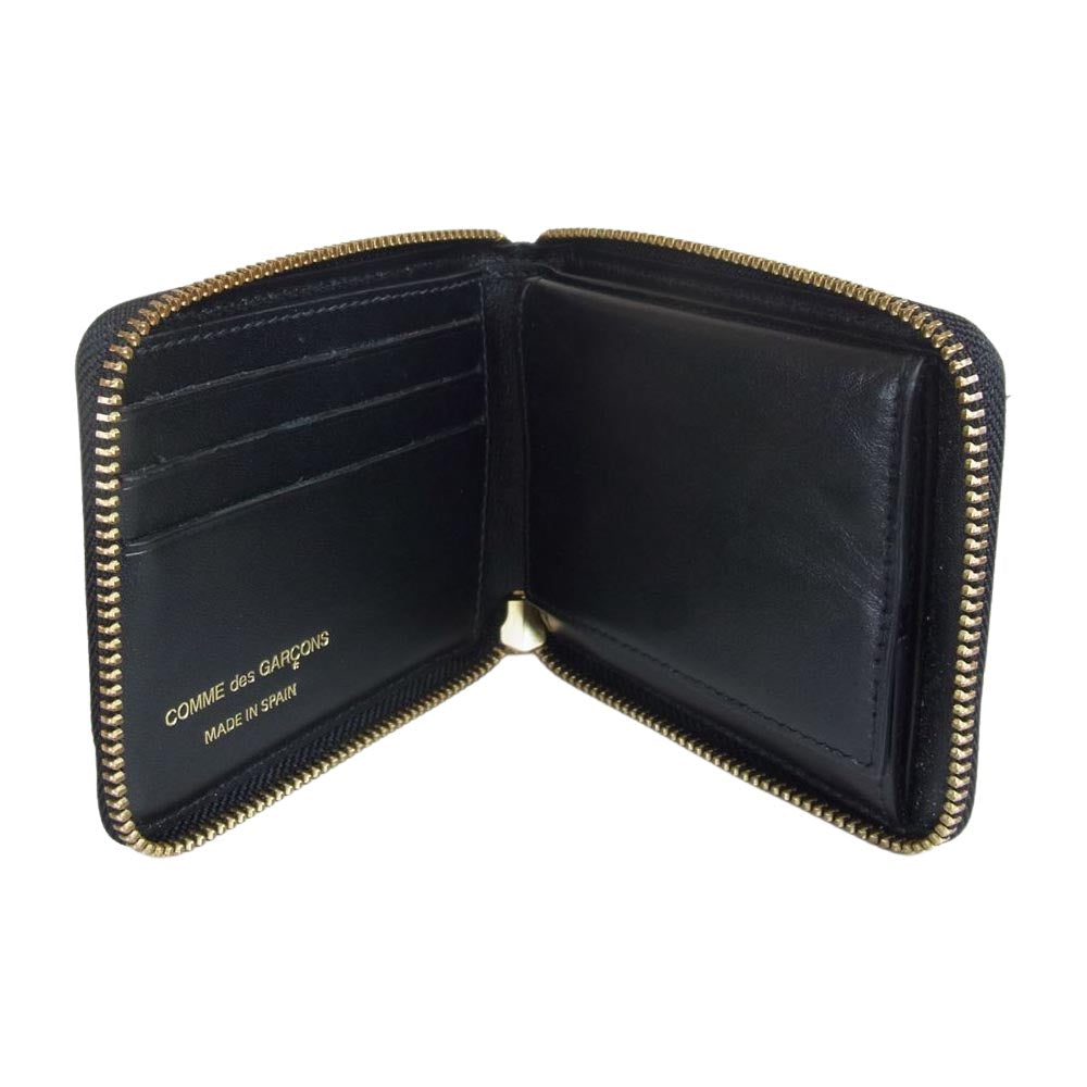 COMME des GARCONS コムデギャルソン SA7100 ラウンドファスナー 二つ折り コンパクトウォレット ブラック系【中古】