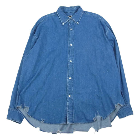 エイチ ビューティアンドユース 20AW 1211-299-7626 BITING DENIM BIG BD SHIRT バイティング デニム ビッグ ボタンダウン シャツ インディゴブルー系 M【中古】