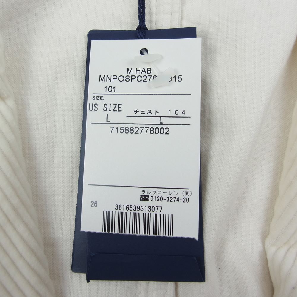 POLO RALPH LAUREN ポロ・ラルフローレン コーデュロイ 3B テーラードジャケット オフホワイト系 L【極上美品】【中古】
