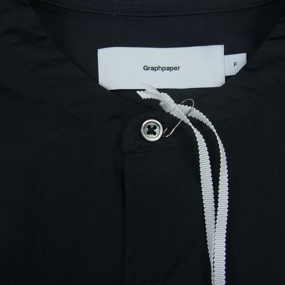 GRAPHPAPER グラフペーパー 21AW GM214-50014 Broad Oversized L/S Band Collar Shirt ブロード オーバーサイズ バンドカラー 長袖 シャツ ブラック系 F【美品】【中古】