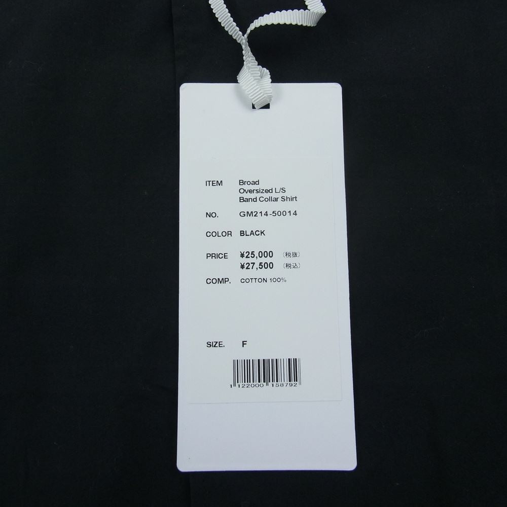 GRAPHPAPER グラフペーパー 21AW GM214-50014 Broad Oversized L/S Band Collar Shirt ブロード オーバーサイズ バンドカラー 長袖 シャツ ブラック系 F【美品】【中古】