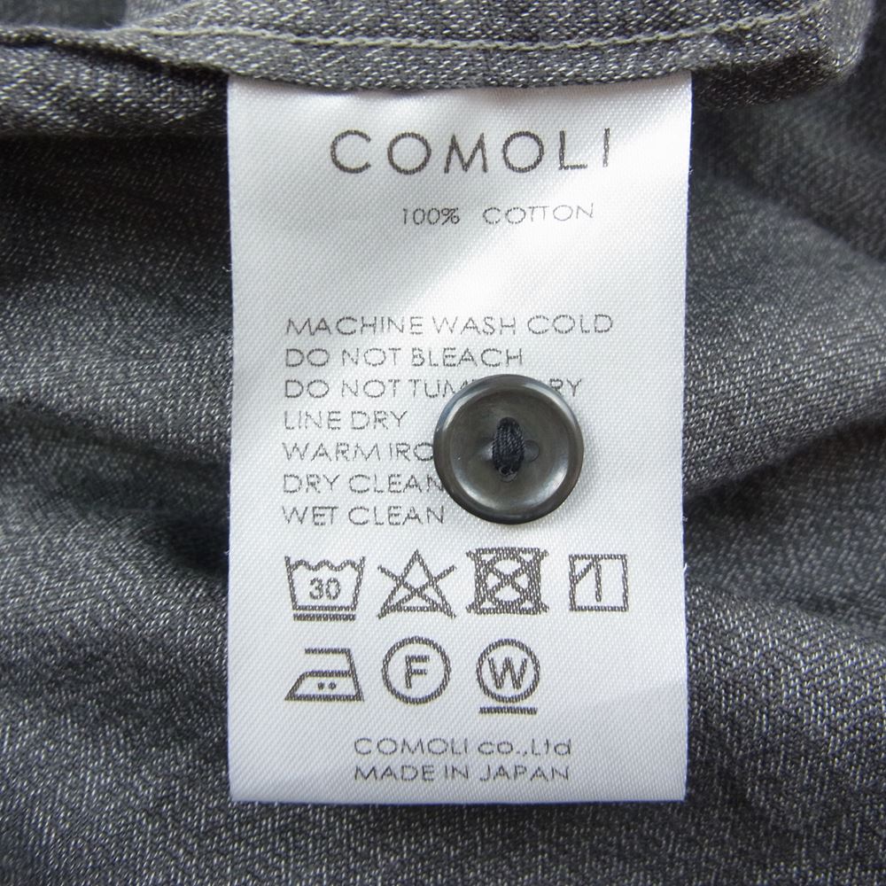 COMOLI コモリ 22SS V01-02006 ヨリ杢 プルオーバー 長袖 シャツ グレー系 2【美品】【中古】