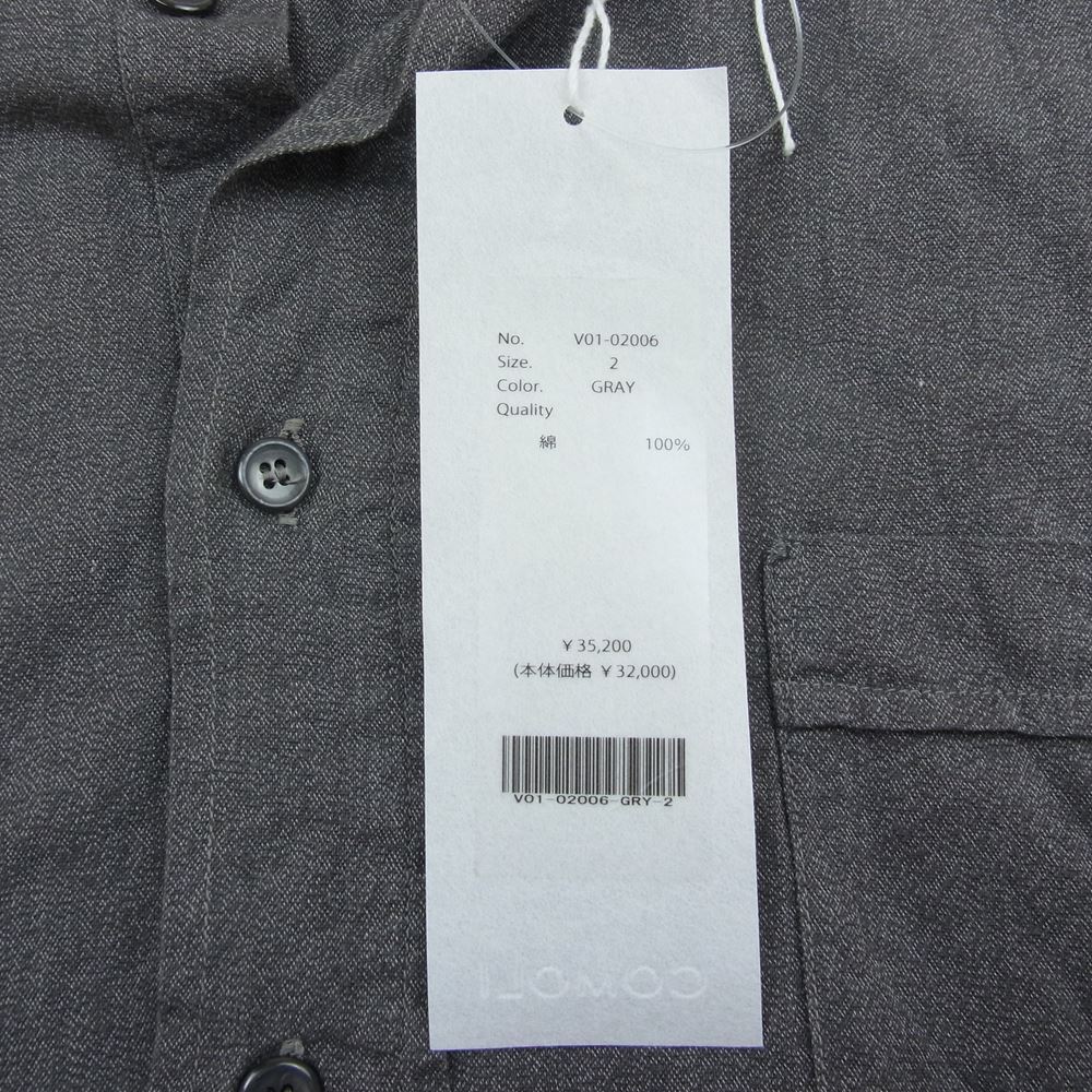 COMOLI コモリ 22SS V01-02006 ヨリ杢 プルオーバー 長袖 シャツ グレー系 2【美品】【中古】