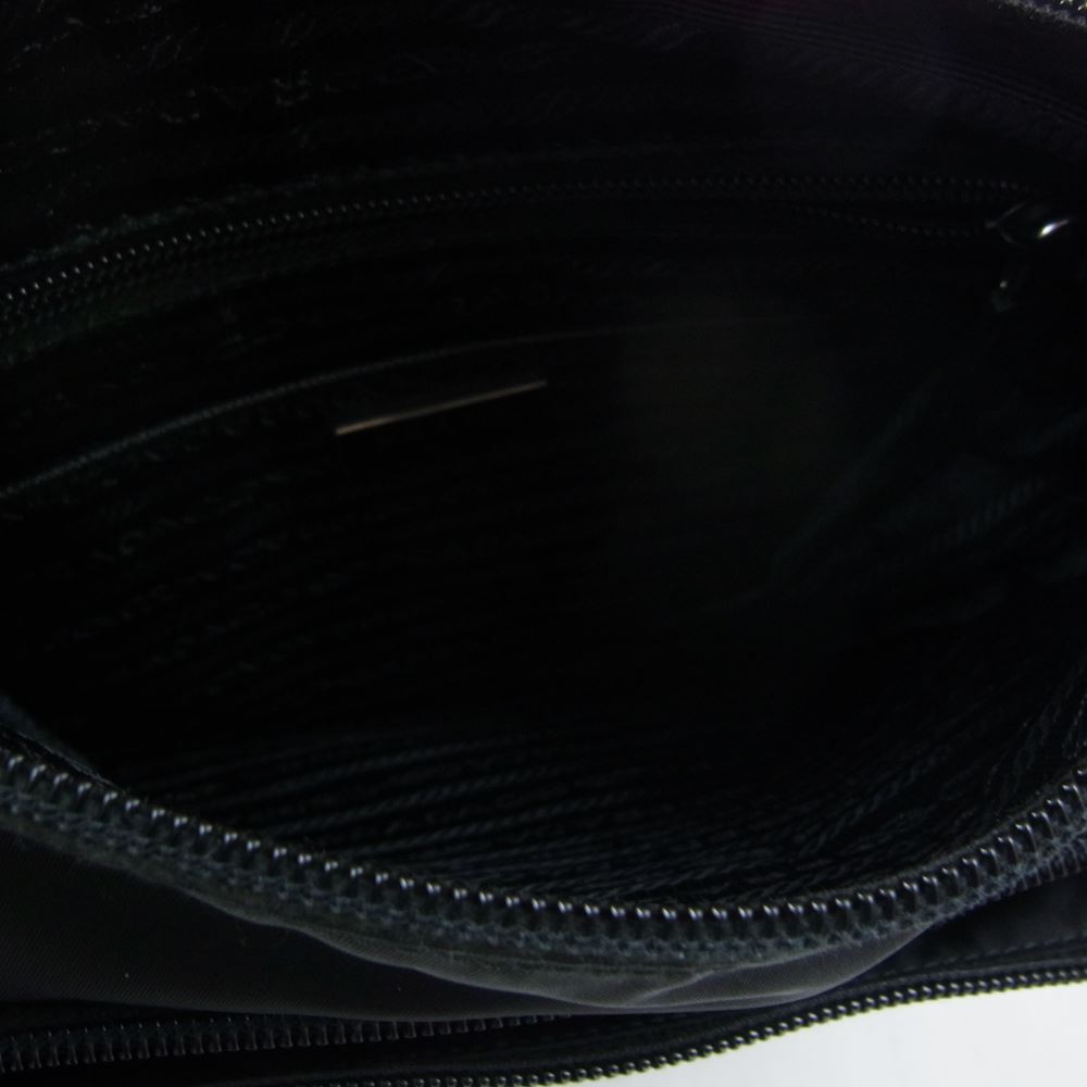 PRADA プラダ 1BD994 トライアングル ロゴプレート ナイロン フラップ ベルト ショルダーバッグ ブラック系【中古】