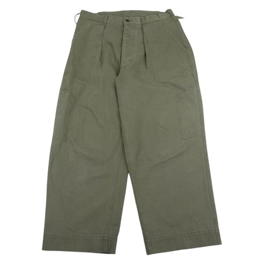 アプレッセ  21AW 21AAP-04-03M USAF Hemmed Bottoms Pants ヘリンボーン ミリタリー ワイドパンツ カーキ系 2【中古】