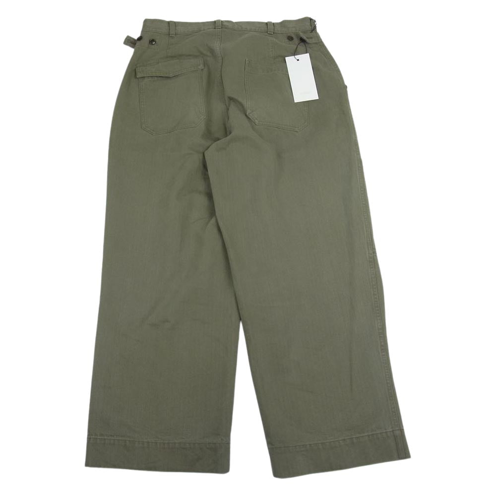 アプレッセ  21AW 21AAP-04-03M USAF Hemmed Bottoms Pants ヘリンボーン ミリタリー ワイドパンツ カーキ系 2【中古】