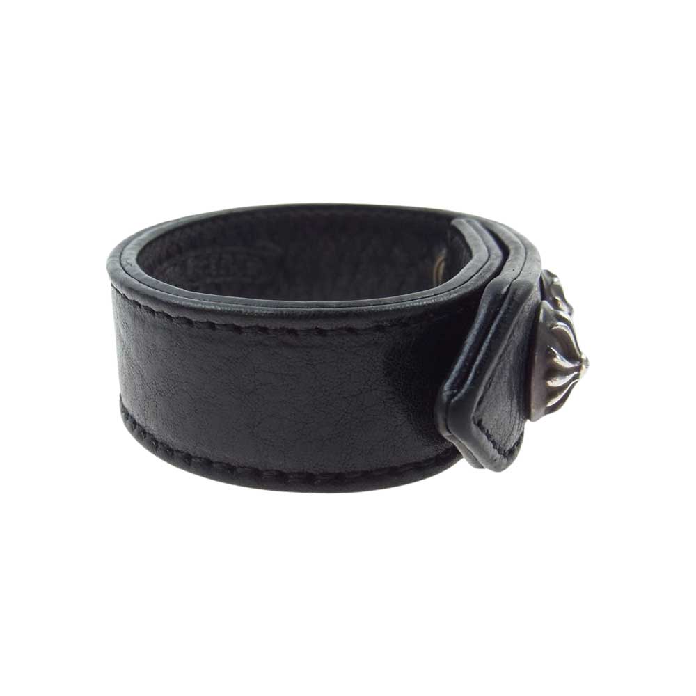 CHROME HEARTS クロムハーツ（原本有） 3BTN/2SNP クロスボール 3ボタン2スナップ レザー ブレスレット ブラック系【中古】