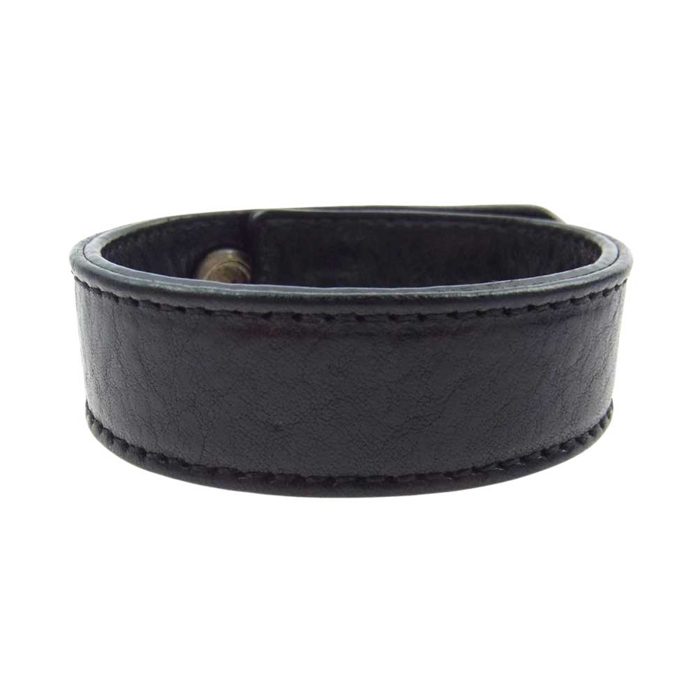 CHROME HEARTS クロムハーツ（原本有） 3BTN/2SNP クロスボール 3ボタン2スナップ レザー ブレスレット ブラック系【中古】