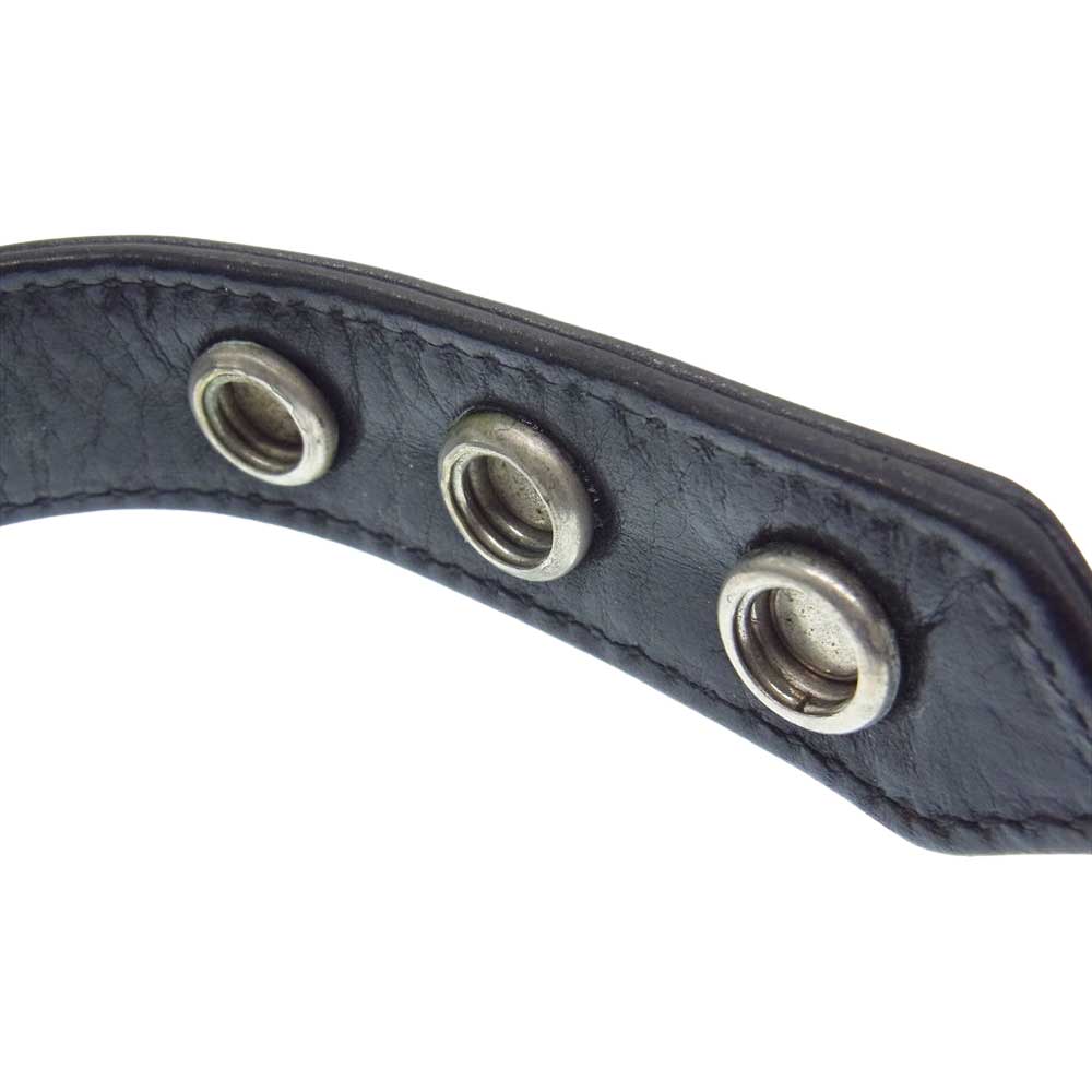 CHROME HEARTS クロムハーツ（原本有） 3BTN/2SNP クロスボール 3ボタン2スナップ レザー ブレスレット ブラック系【中古】