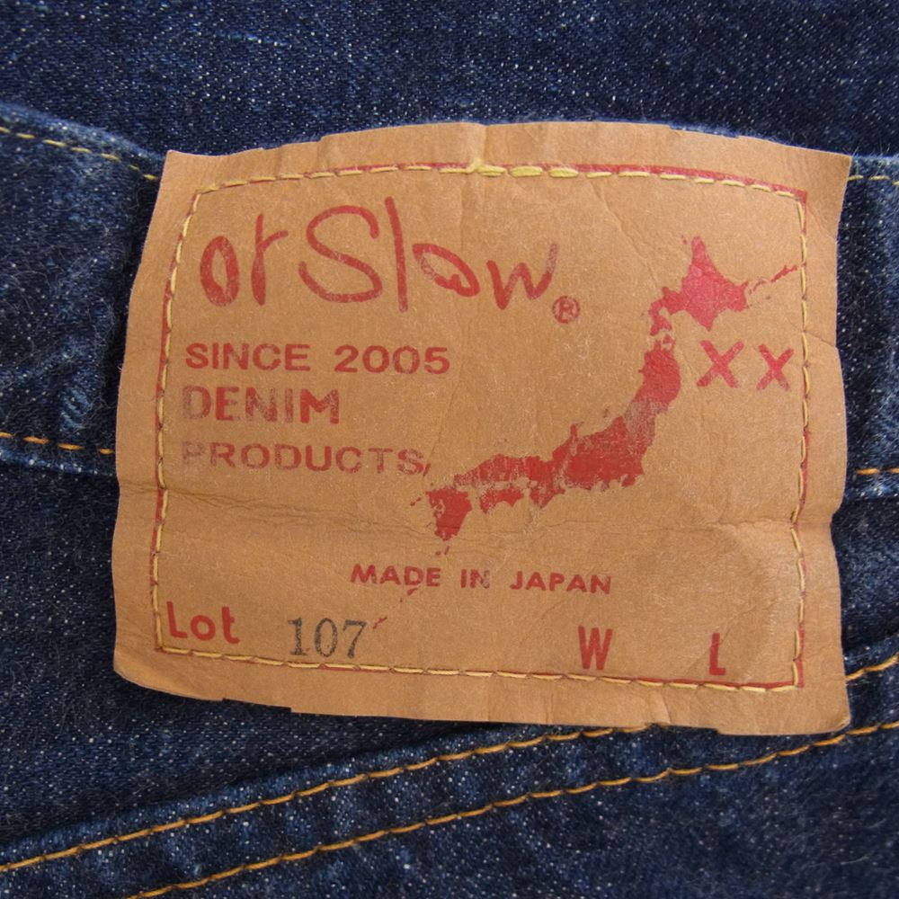 orSlow オアスロウ Lot107 ジップフライ 5ポケット デニムパンツ ジーンズ インディゴブルー系 L【中古】