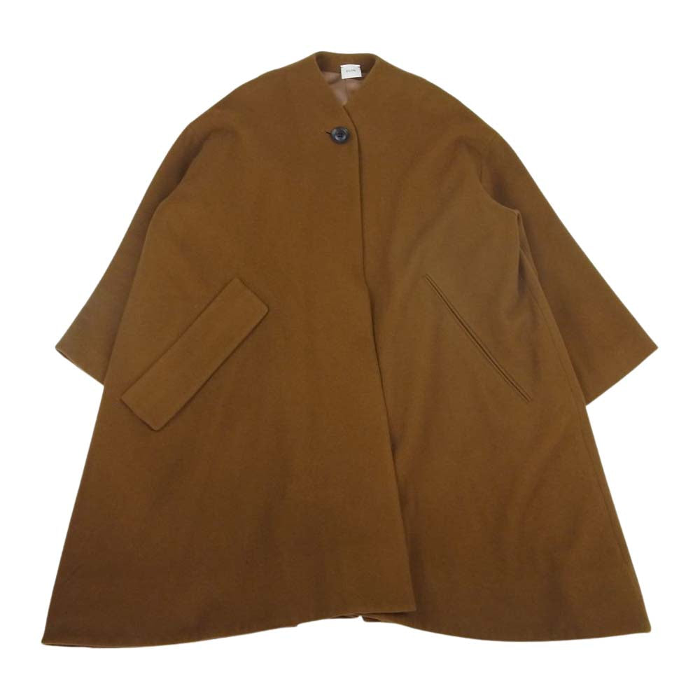 エリン 11705-33-0603 ウールブレンド アシメントリー ノーカラー コート ブラウン系 36【中古】