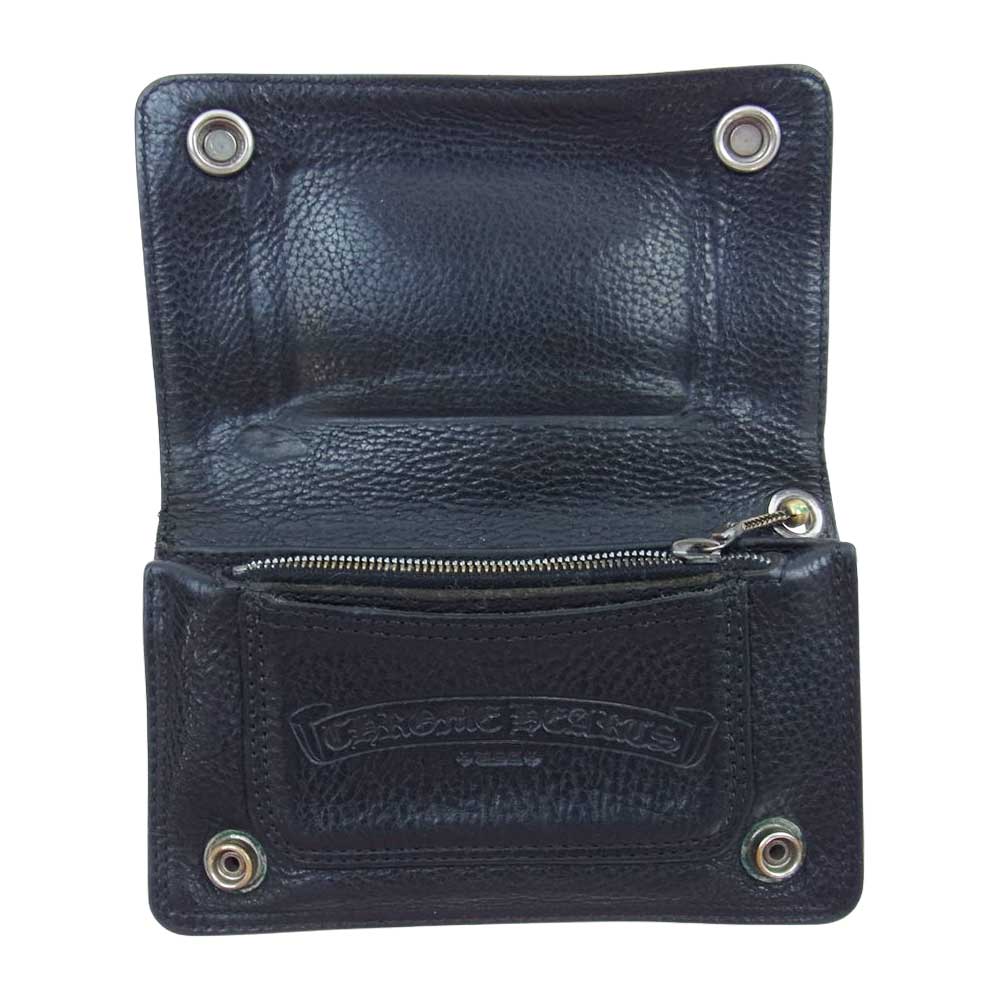CHROME HEARTS クロムハーツ（原本有） 1ZIP コンパクト ウォレット 二つ折り 財布 ブラック系【中古】