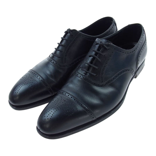 CROCKETT&JONES クロケットアンドジョーンズ 9521-12, WELBECK ウェルベック セミブローグ 内羽根 レザー シューズ ブラック系 8E【中古】