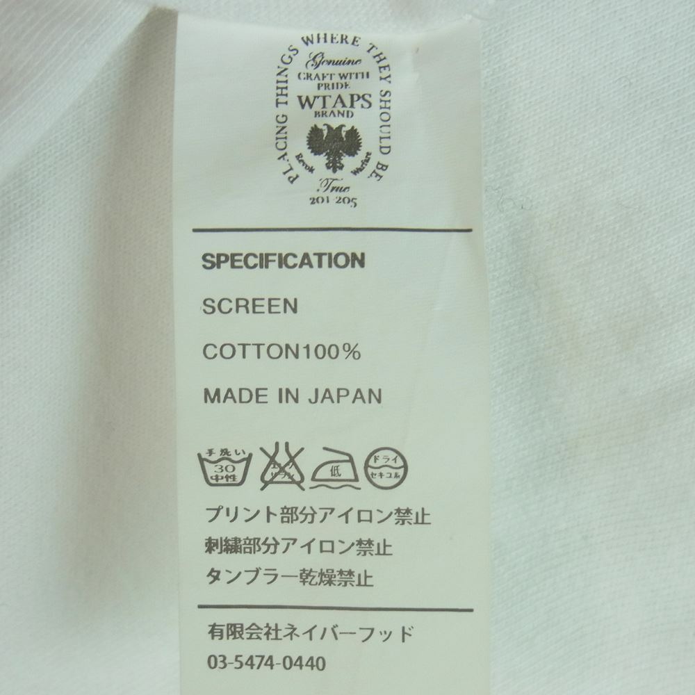 WTAPS ダブルタップス ロゴ プリント 半袖 Tシャツ コットン 日本製 ホワイト系 3【中古】