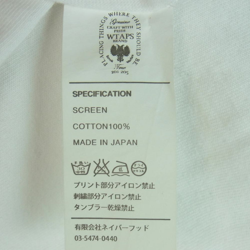 WTAPS ダブルタップス ロゴ プリント 半袖 Tシャツ コットン 日本製 ホワイト系 3【中古】