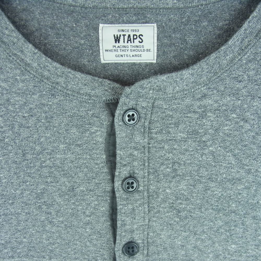 WTAPS ダブルタップス 152ATDT-CSM18 コットン ヘンリーネック カットソー 長袖 Tシャツ 日本製 グレー系 L【中古】