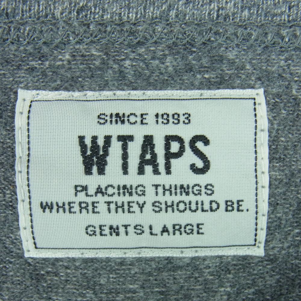 WTAPS ダブルタップス 152ATDT-CSM18 コットン ヘンリーネック カットソー 長袖 Tシャツ 日本製 グレー系 L【中古】