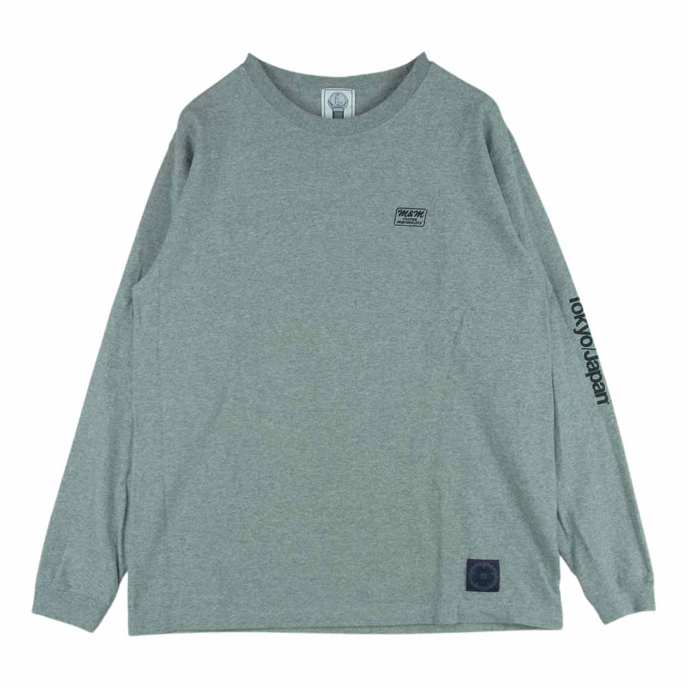 エムアンドエム CUSTOM PERFORMANCE カスタムパフォーマンス ロゴプリント クルーネック ロングスリーブ カットソー 長袖 Tシャツ グレー系 L【中古】