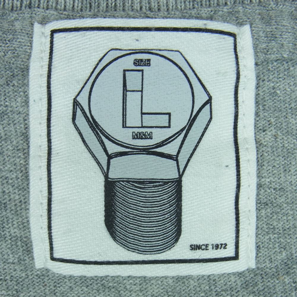 エムアンドエム CUSTOM PERFORMANCE カスタムパフォーマンス ロゴプリント クルーネック ロングスリーブ カットソー 長袖 Tシャツ グレー系 L【中古】