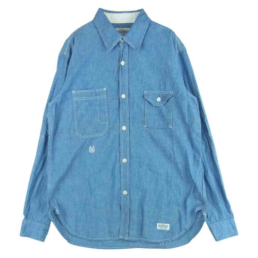 NEIGHBORHOOD ネイバーフッド 152AQNH-SHM01 HEADLIGHT/C-SHIRT.LS 長袖 シャンブレー シャツ インディゴブルー系 L【中古】
