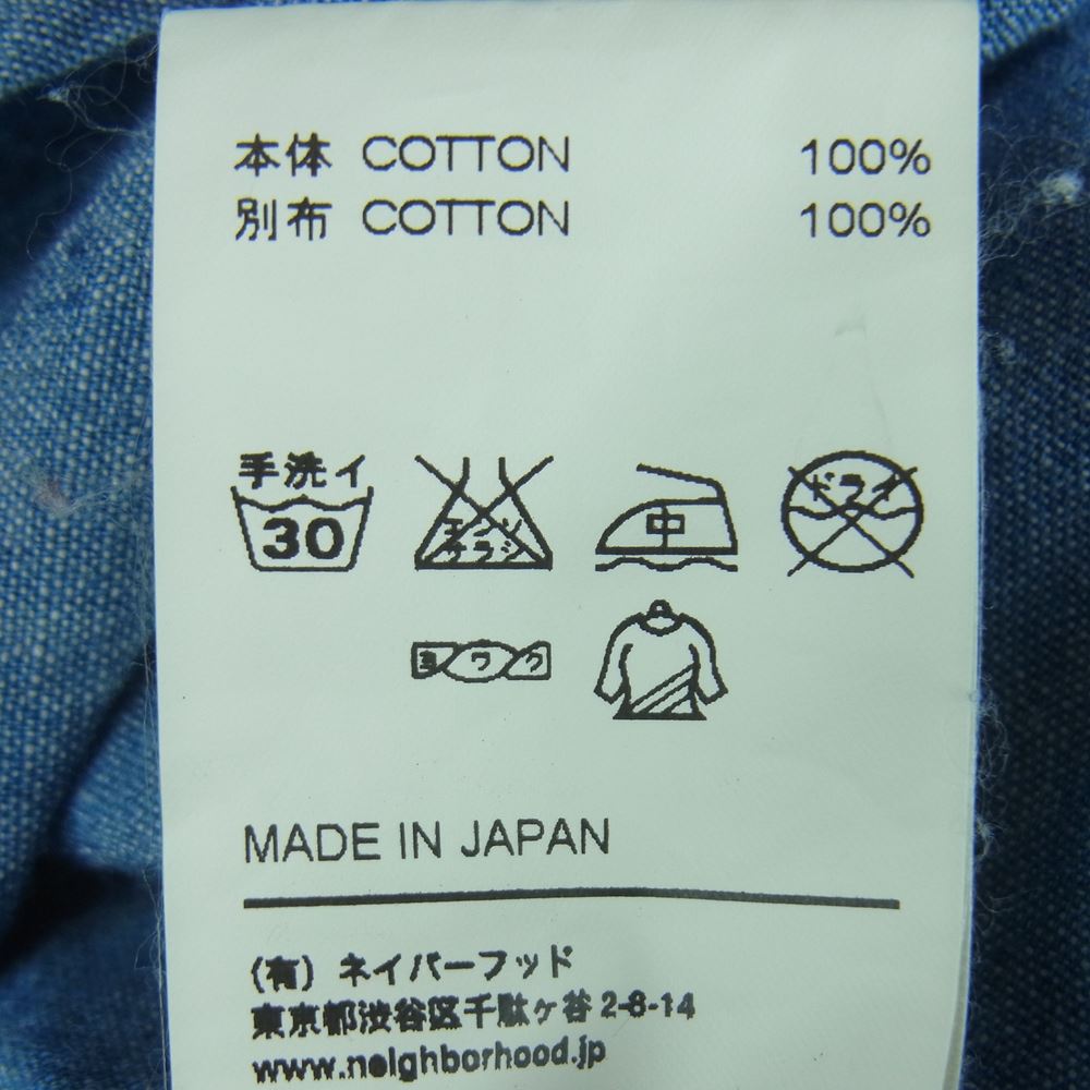 NEIGHBORHOOD ネイバーフッド 152AQNH-SHM01 HEADLIGHT/C-SHIRT.LS 長袖 シャンブレー シャツ インディゴブルー系 L【中古】