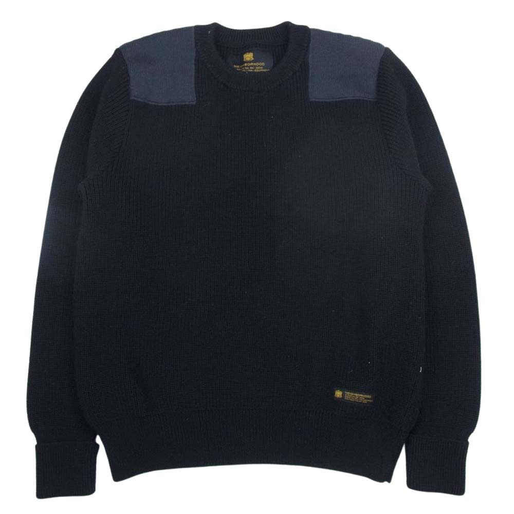 NEIGHBORHOOD ネイバーフッド 15AW 162FUNH-KNM02 COMMANDER / W-CREW.LS ウール ミドルゲージ コマンドー ニット セーター ブラック系 L【中古】