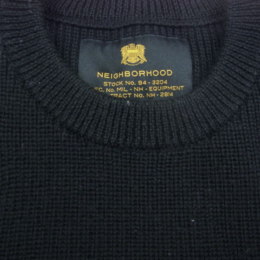 NEIGHBORHOOD ネイバーフッド 15AW 162FUNH-KNM02 COMMANDER / W-CREW.LS ウール ミドルゲージ コマンドー ニット セーター ブラック系 L【中古】