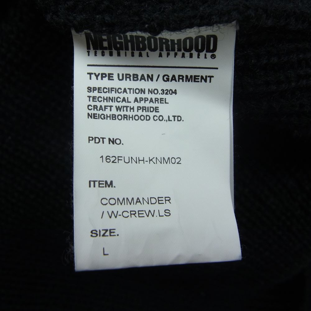 NEIGHBORHOOD ネイバーフッド 15AW 162FUNH-KNM02 COMMANDER / W-CREW.LS ウール ミドルゲージ コマンドー ニット セーター ブラック系 L【中古】
