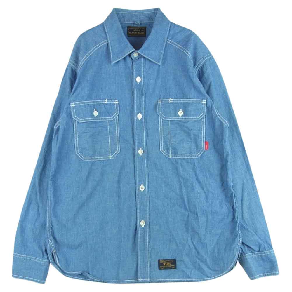 WTAPS ダブルタップス 161GWDT-SHM03 CELL LS コットン シャンブレー 長袖 シャツ 日本製 インディゴブルー系 3【中古】
