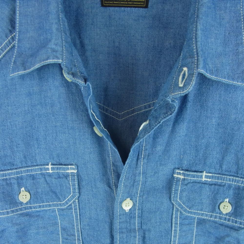 WTAPS ダブルタップス 161GWDT-SHM03 CELL LS コットン シャンブレー 長袖 シャツ 日本製 インディゴブルー系 3【中古】