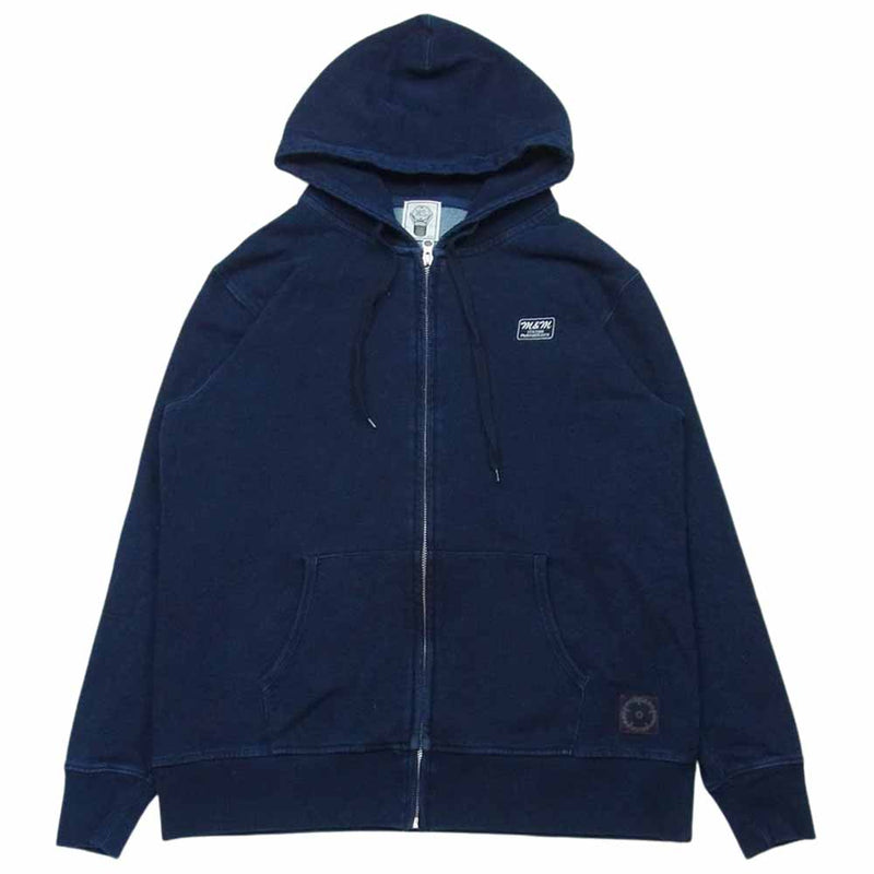 エムアンドエム 22SS DENIM SWEAT ZIP PARKA ブランドロゴ インディゴ染め ジップ スウェット パーカー インディゴブルー系 XL【中古】