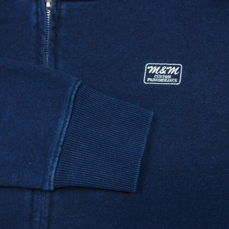 エムアンドエム 22SS DENIM SWEAT ZIP PARKA ブランドロゴ インディゴ染め ジップ スウェット パーカー インディゴブルー系 XL【中古】