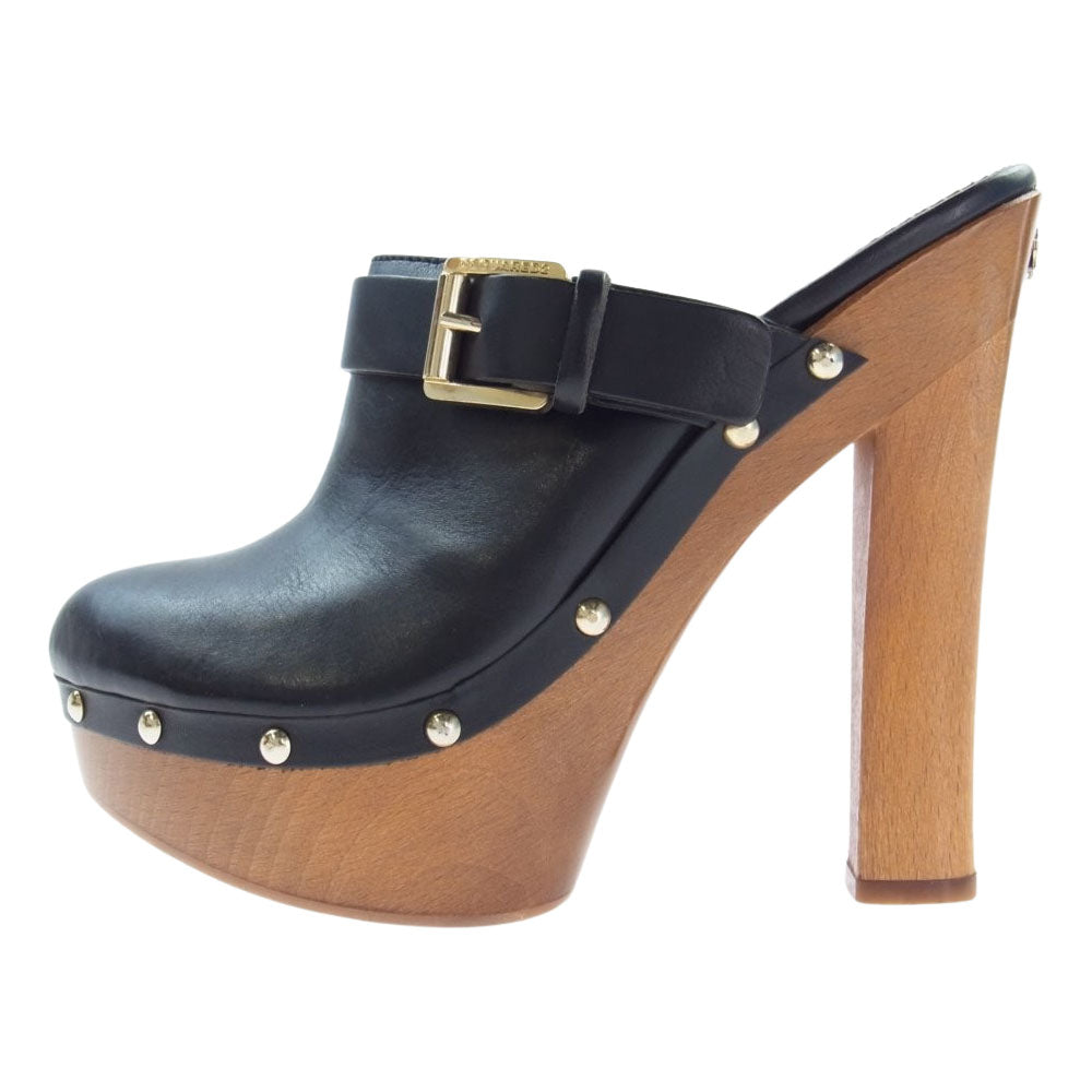 DSQUARED2 ディースクエアード レザー ウッド ヒール サンダル ブラック系 36【中古】