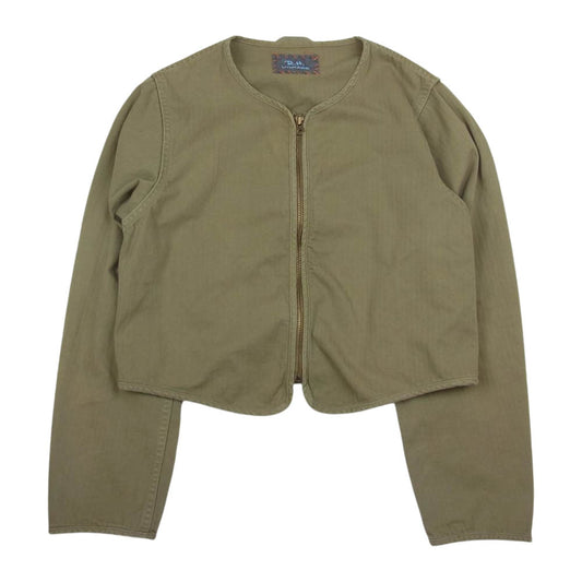 Ron Herman ロンハーマン 3310400050 R.H.vintage ロンハーマンヴィンテージ Liner Jacket へリンボーン ノーカラージャケット カーキ系 S【中古】