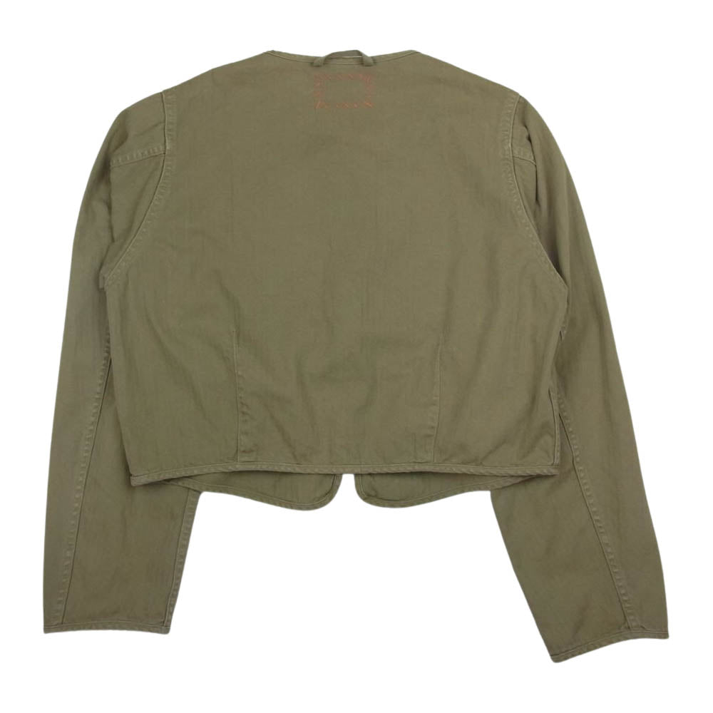 Ron Herman ロンハーマン 3310400050 R.H.vintage ロンハーマンヴィンテージ Liner Jacket へリンボーン ノーカラージャケット カーキ系 S【中古】