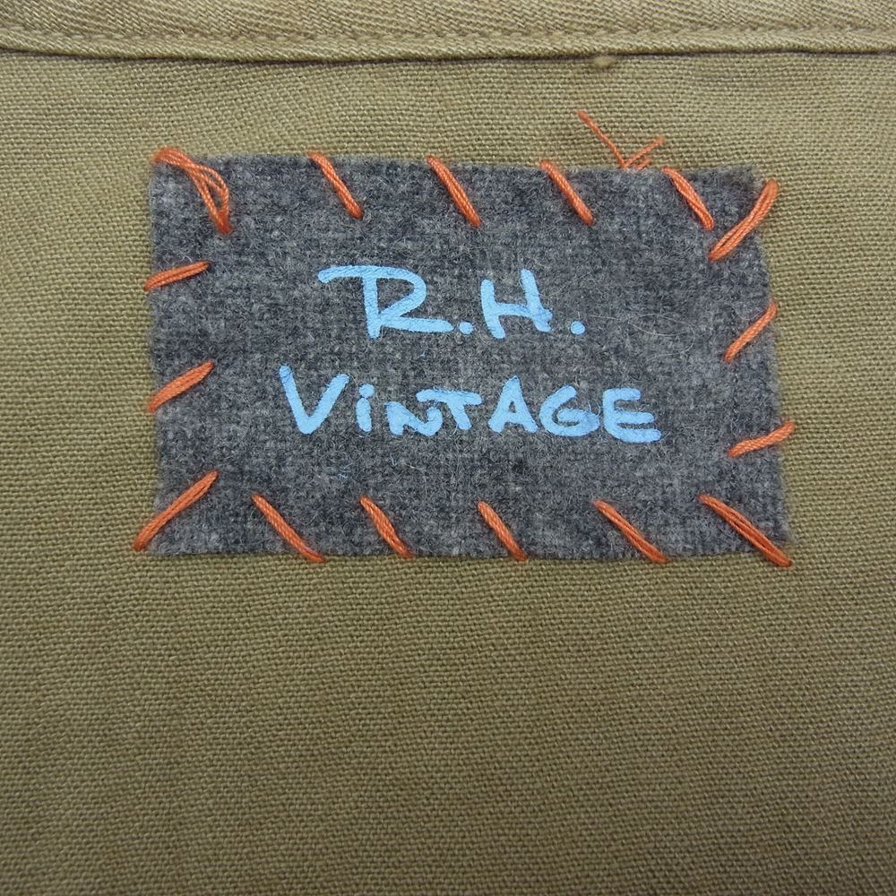 Ron Herman ロンハーマン 3310400050 R.H.vintage ロンハーマンヴィンテージ Liner Jacket へリンボーン ノーカラージャケット カーキ系 S【中古】