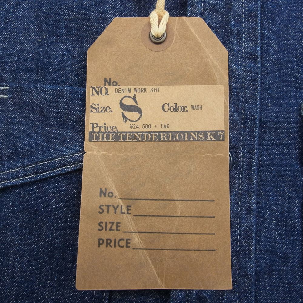 TENDERLOIN テンダーロイン DENIM WORK SHT デニム 長袖 ワーク シャツ インディゴブルー系 S【美品】【中古】