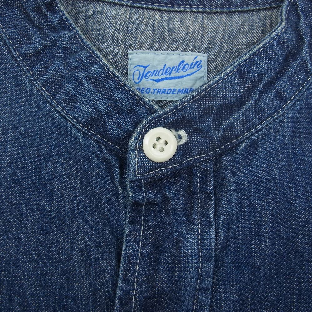 TENDERLOIN テンダーロイン T-DENIM STAND SHT デニム スタンドカラー 長袖 シャツ インディゴブルー系 S【中古】