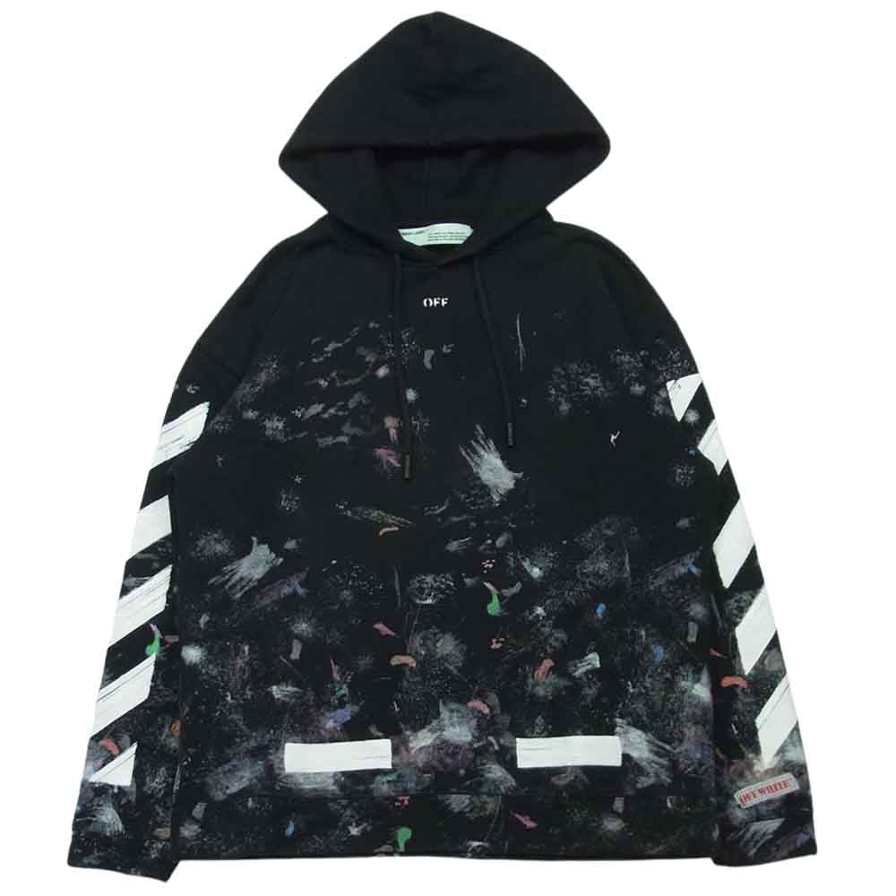 OFF-WHITE オフホワイト 17AW OMBB009F17619030 DIAG GALAXY OVER HOODIE ギャラクシー ビッグサイズ スウェット パーカー ブラック系 S【中古】