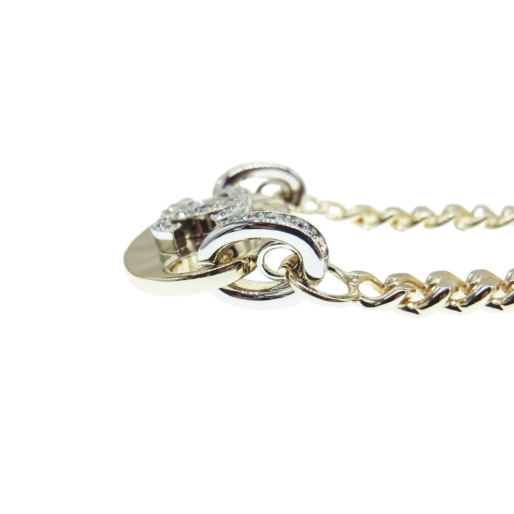 CHANEL シャネル Y22 X ココマーク ストーン プレート チェーン 2連 ブレスレット ゴールド系【中古】