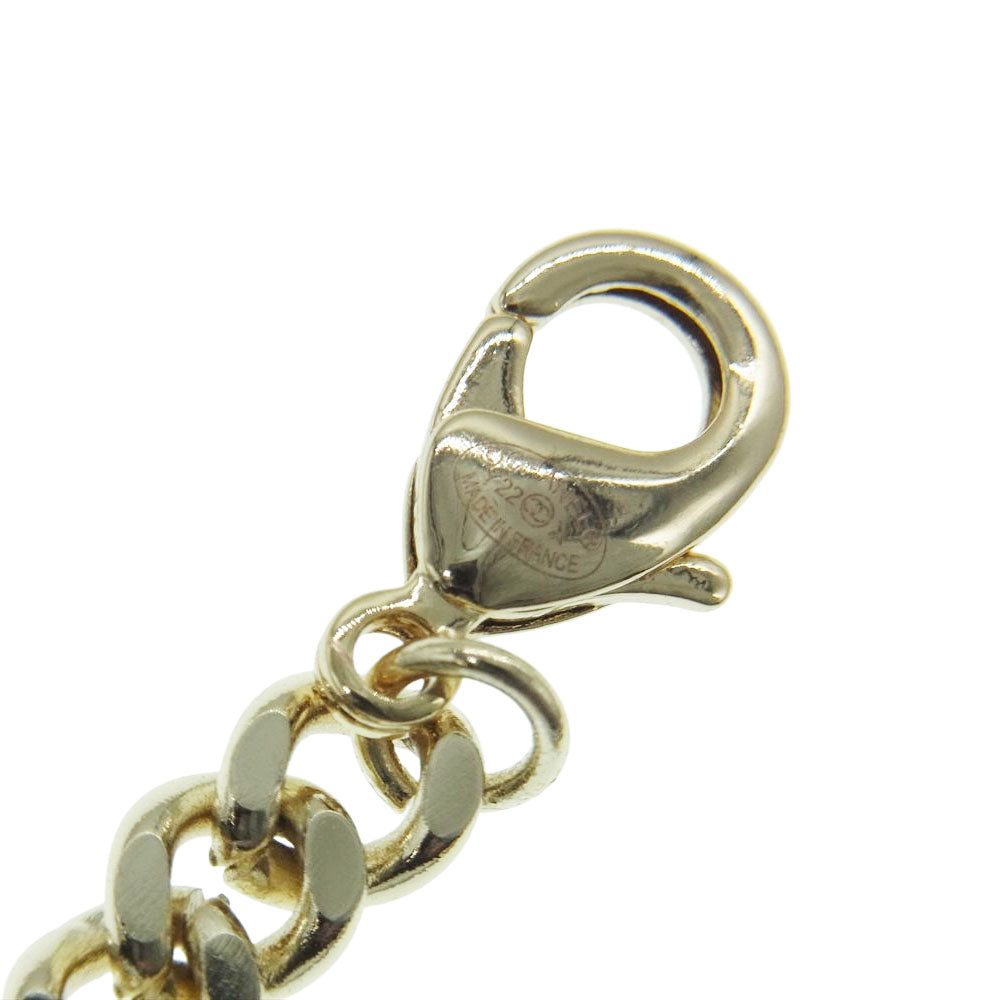 CHANEL シャネル Y22 X ココマーク ストーン プレート チェーン 2連 ブレスレット ゴールド系【中古】