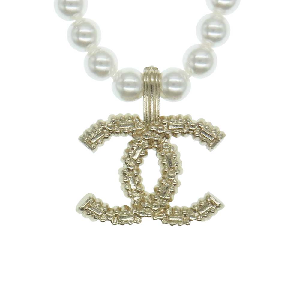 CHANEL シャネル 22AW A22 K ココマーク パール ストーン ネックレス ホワイト系 ゴールド系【中古】