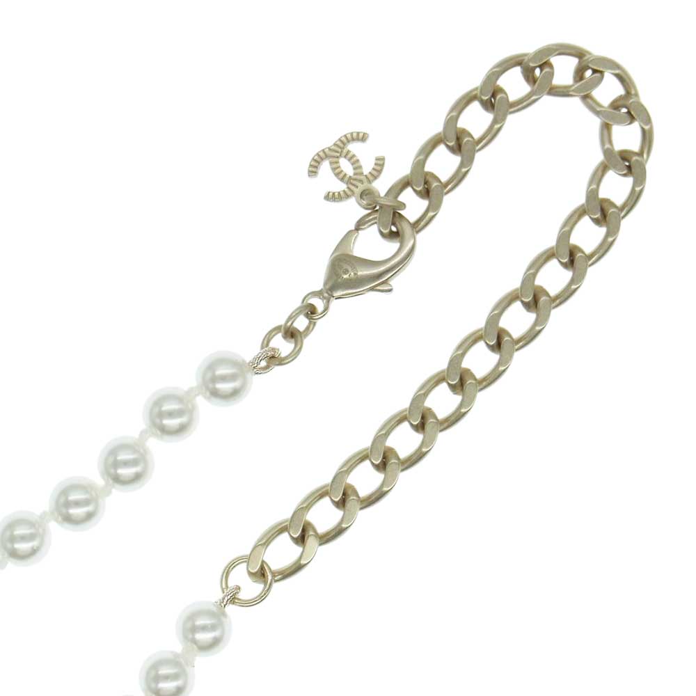 CHANEL シャネル 22AW A22 K ココマーク パール ストーン ネックレス ホワイト系 ゴールド系【中古】