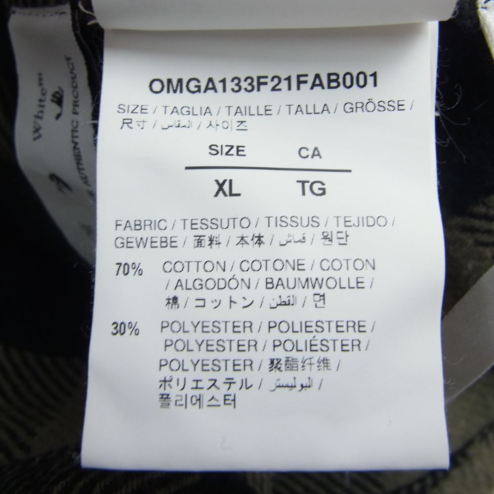 OFF-WHITE オフホワイト 21AW OMGA133F21FAB001 国内正規品 Plaid flannel shirt バックアロー ブロックチェック フランネル シャツ ブラック系 カーキ系 XL【中古】