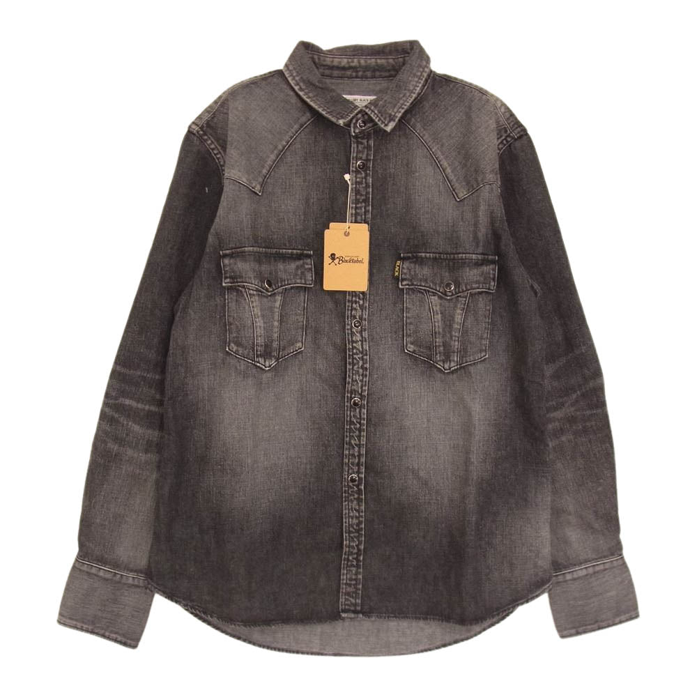 RUDE GALLERY BLACK REBEL ルードギャラリーブラックレーベル BR2735-3 ROAD JACK DENIM SHIRT VINTAGE WASHED ロード ジャック ウォッシュド ビンテージ加工 デニム シャツ ブラック系 M【美品】【中古】