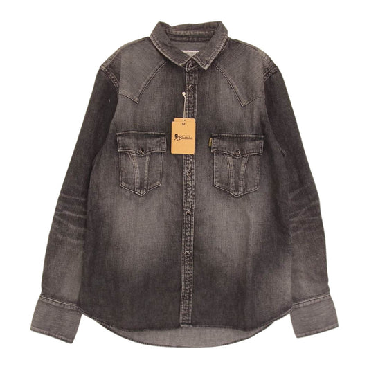 RUDE GALLERY BLACK REBEL ルードギャラリーブラックレーベル BR2735-3 ROAD JACK DENIM SHIRT VINTAGE WASHED ロード ジャック ウォッシュド ビンテージ加工 デニム シャツ ブラック系 M【美品】【中古】
