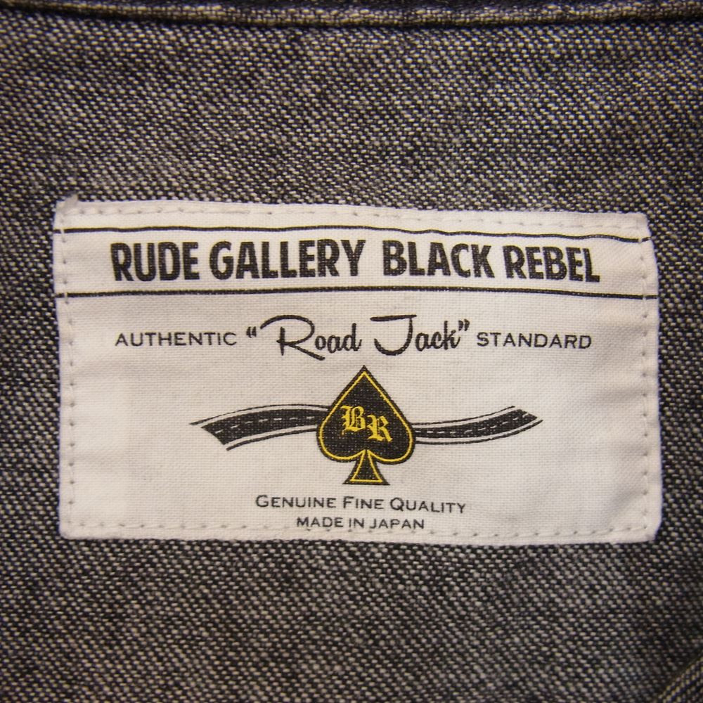 RUDE GALLERY BLACK REBEL ルードギャラリーブラックレーベル BR2735-3 ROAD JACK DENIM SHIRT VINTAGE WASHED ロード ジャック ウォッシュド ビンテージ加工 デニム シャツ ブラック系 M【美品】【中古】
