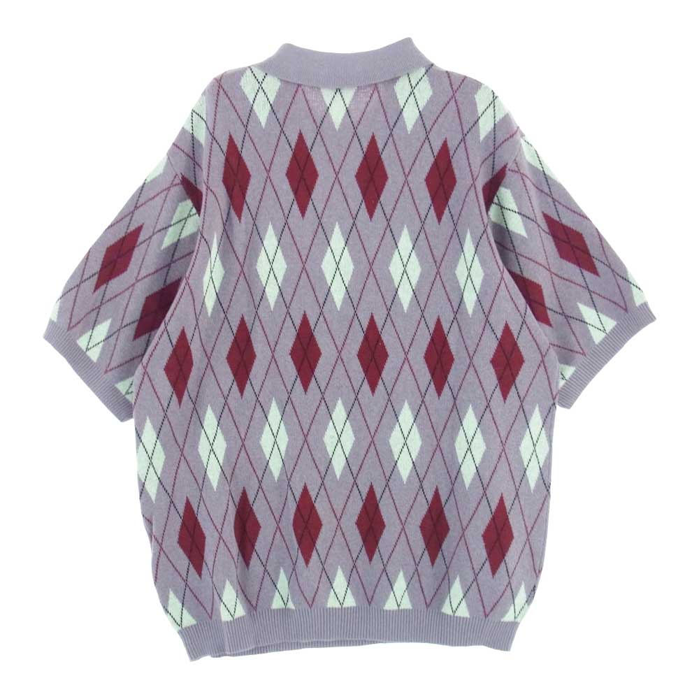 Supreme シュプリーム 21AW  Argyle Zip Polo アーガイル 柄 半袖 ニット ジップ ポロ シャツ マルチカラー系 L【新古品】【未使用】【中古】